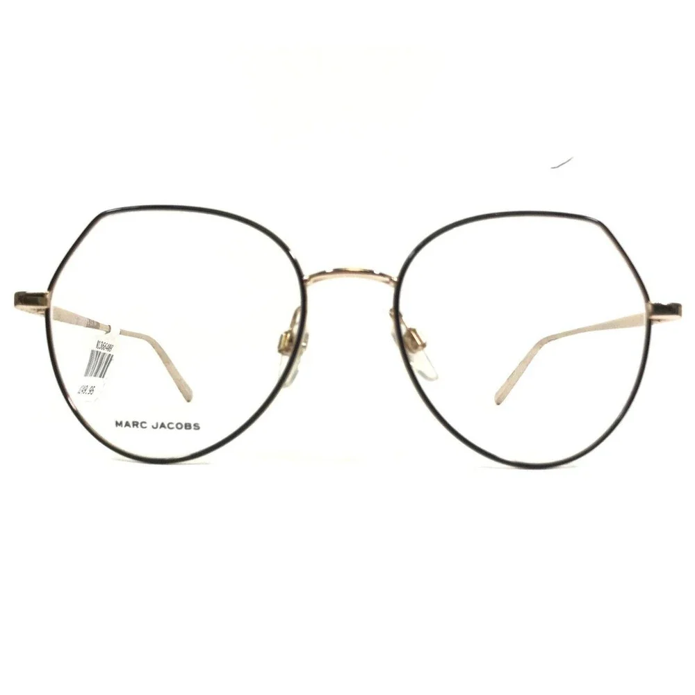 Marc Jacobs Eyeglasses Frames 475 2M2 Black Gold Round Full Rim 52-18-140